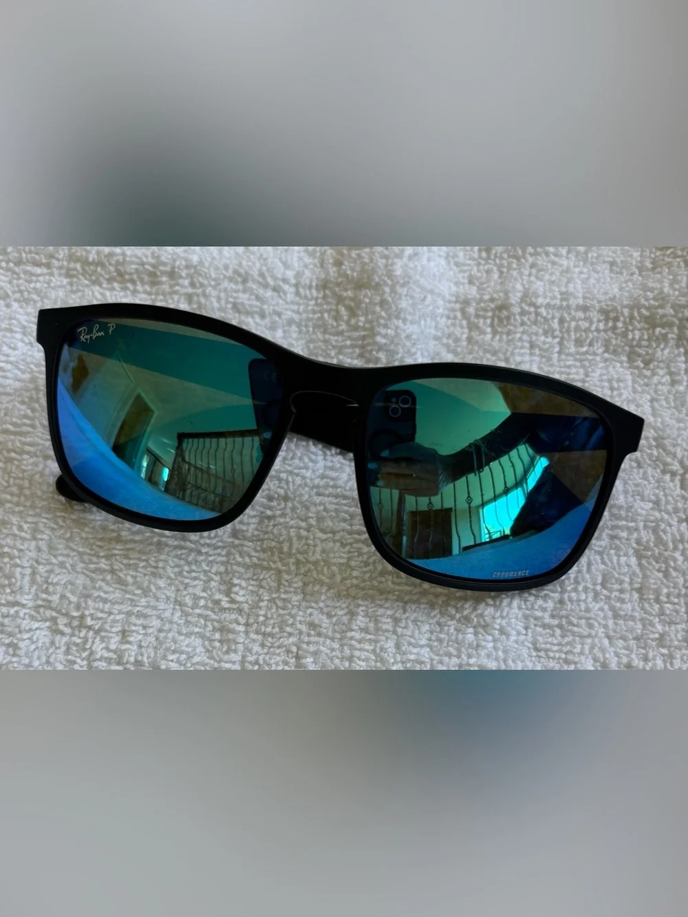 Ray-Ban Men’s Black Frame Blue Mirror Lens Swim Sunglasses